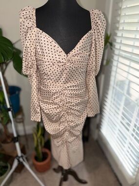 Cream and Brown Midi Dress
